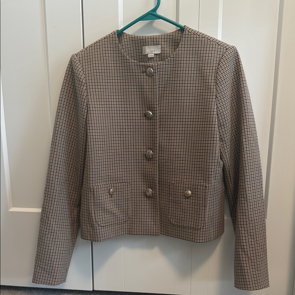 LOFT Brown and Black Blazer Classic Lightweight Design |Small